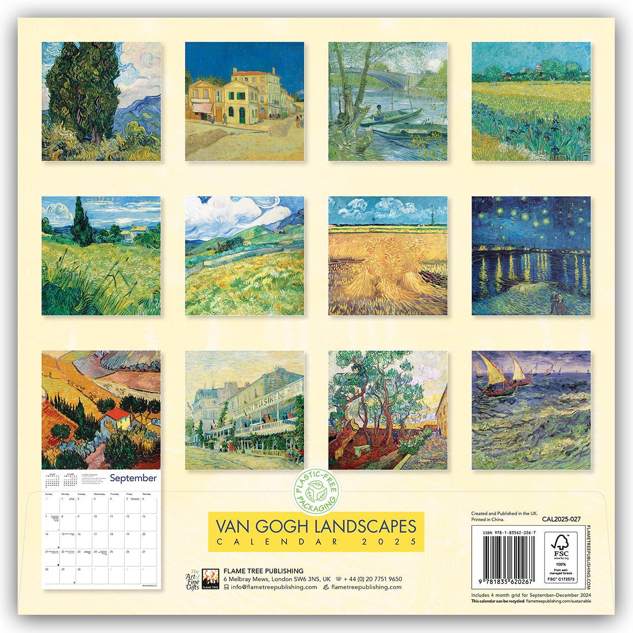 Rückseite: 9781835620267 | Vincent van Gogh - Landschaften 2025 | Tree Flame | Kalender | 14 S.