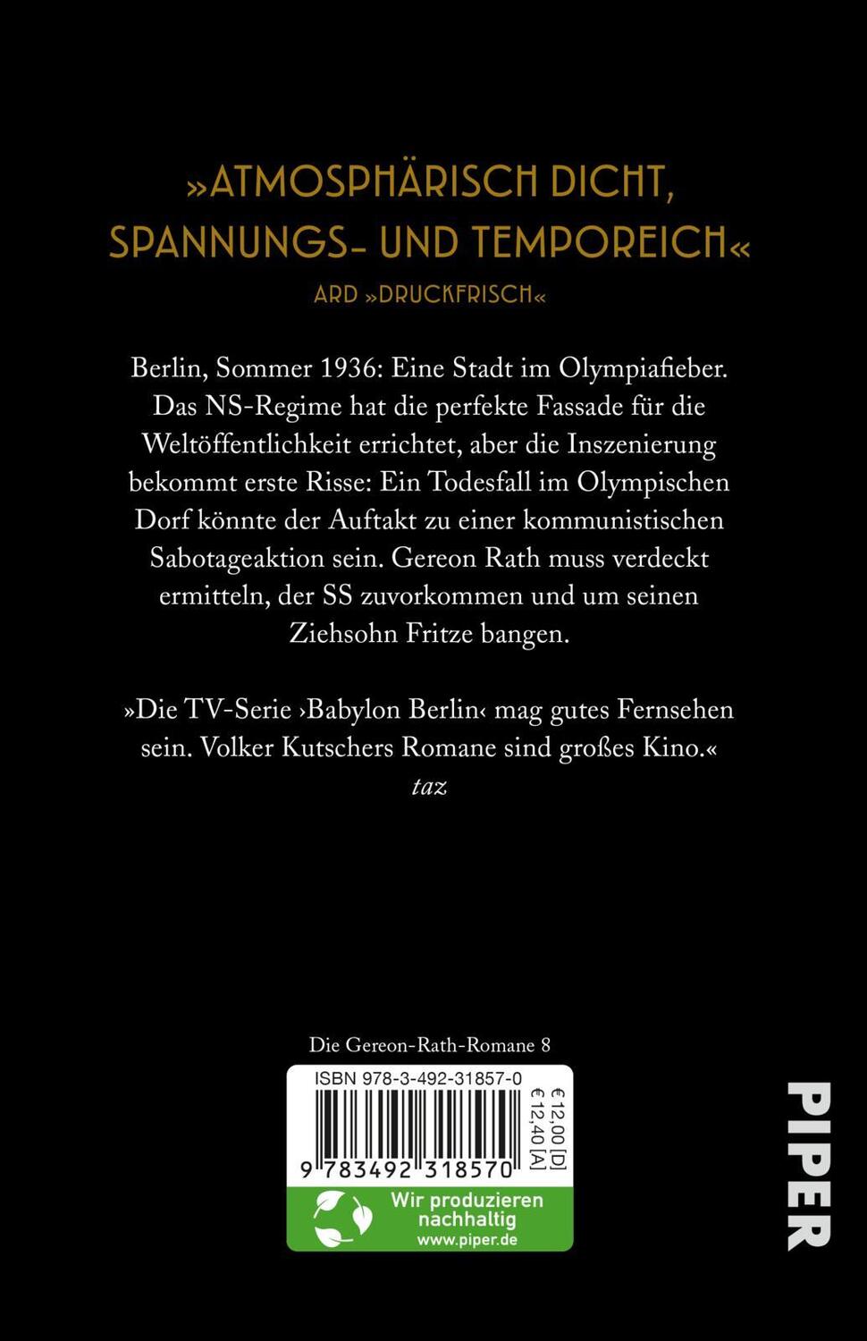 Rückseite: 9783492318570 | Olympia | Der achte Rath-Roman Historischer Kriminalroman | Kutscher