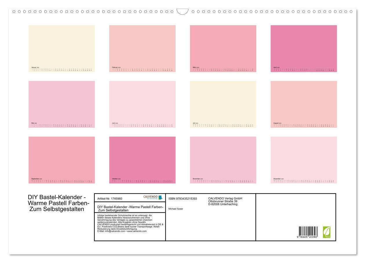 Bild: 9783435215393 | DIY Bastel-Kalender -Warme Pastell Farben- Zum Selbstgestalten...