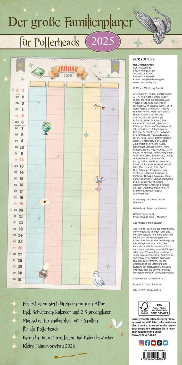 Bild: 9783966648899 | Der große Familienplaner für Potterheads. Kalender 2025 | Kalender