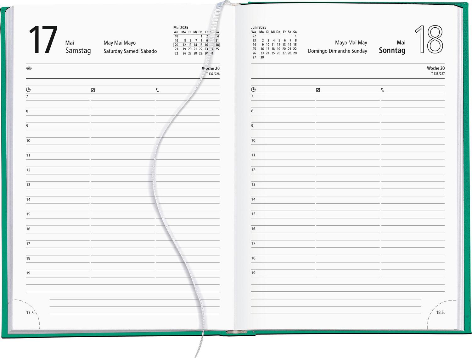 Bild: 4006928025268 | Buchkalender türkis 2025 - Bürokalender 14,5x21 cm - 1 Tag auf 1...