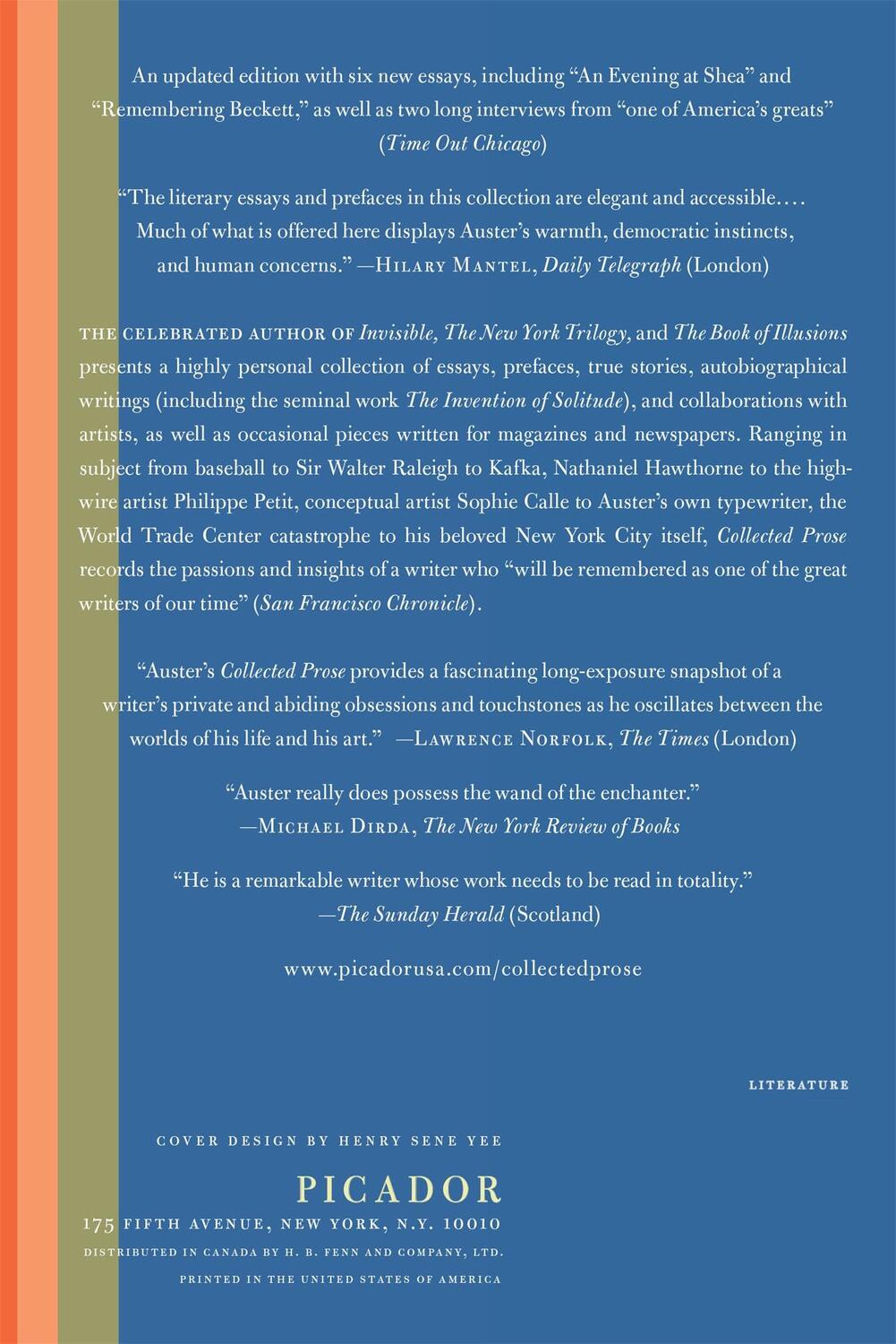 Rückseite: 9780312429928 | Collected Prose | Paul Auster | Taschenbuch | Paperback | 593 S.