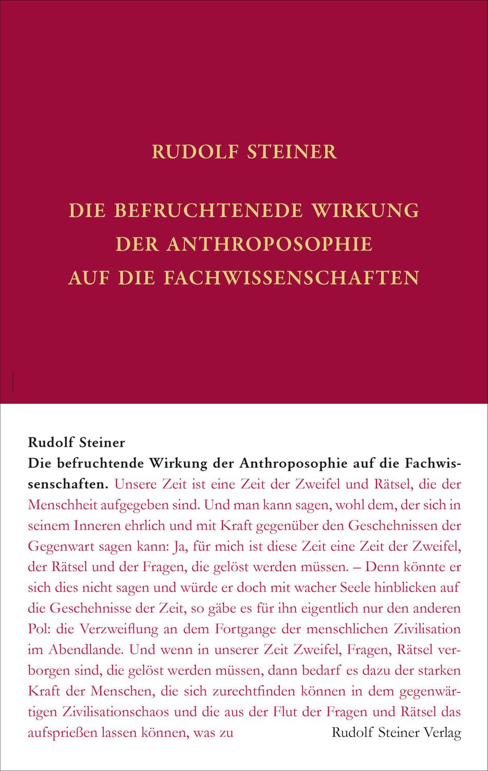 Cover: 9783727407611 | Die befruchtende Wirkung der Anthroposophie auf die Fachwissenschaften