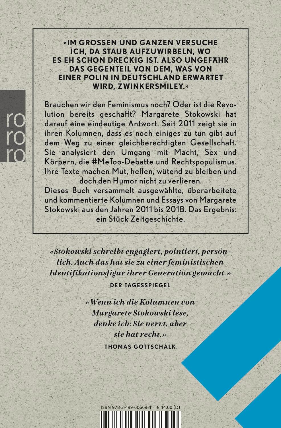 Rückseite: 9783499606694 | Die letzten Tage des Patriarchats | Margarete Stokowski | Taschenbuch