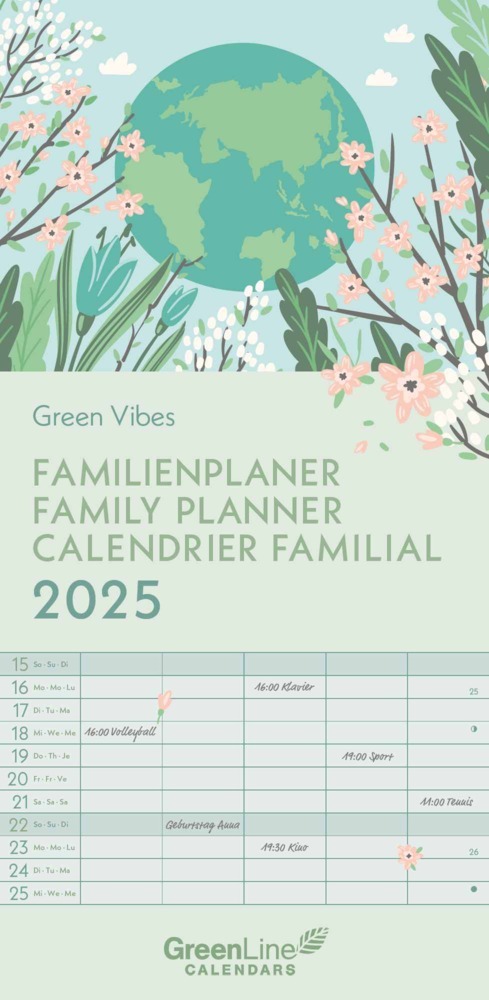 Cover: 4002725981660 | GreenLine - Green Vibes 2025 Familienplaner, 22x45cm,...