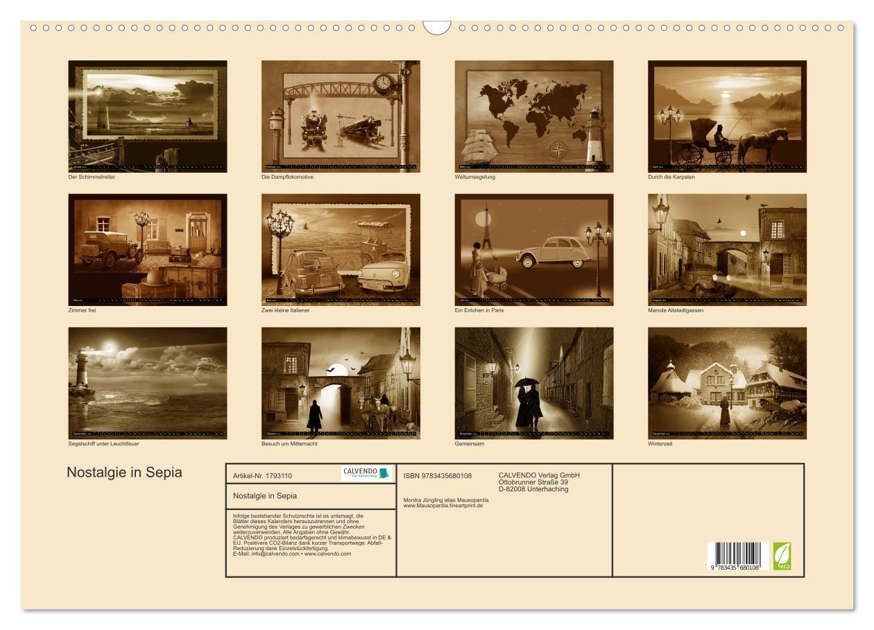 Bild: 9783435680108 | Nostalgie in Sepia (Wandkalender 2025 DIN A2 quer), CALVENDO...