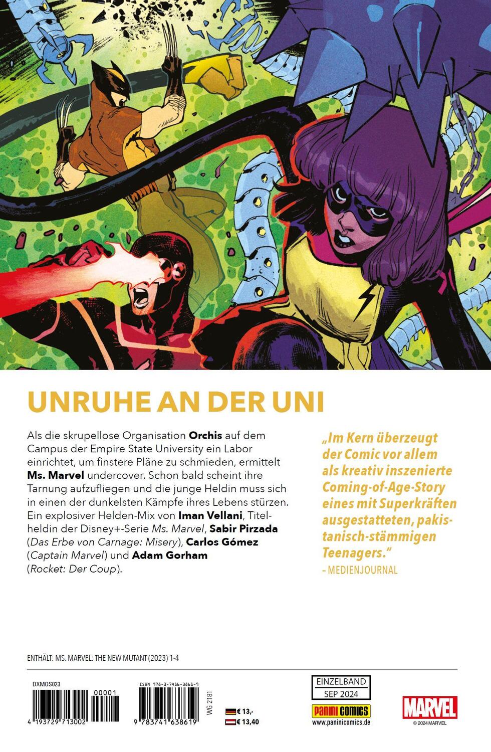 Rückseite: 9783741638619 | Ms. Marvel: Mein Leben als Mutantin | Iman Vellani (u. a.) | Buch