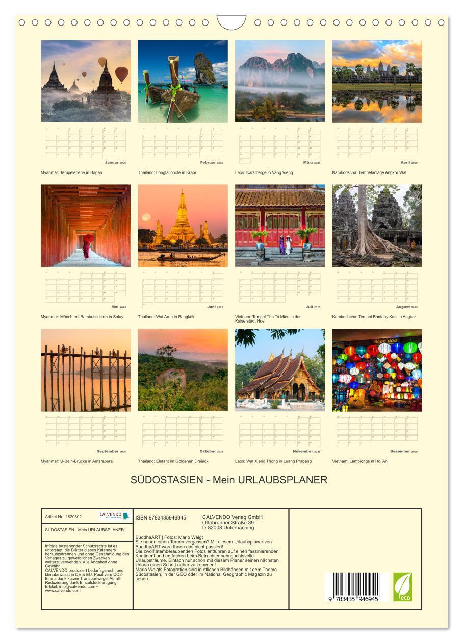 Bild: 9783435946945 | SÜDOSTASIEN - Mein URLAUBSPLANER (Wandkalender 2025 DIN A3 hoch),...