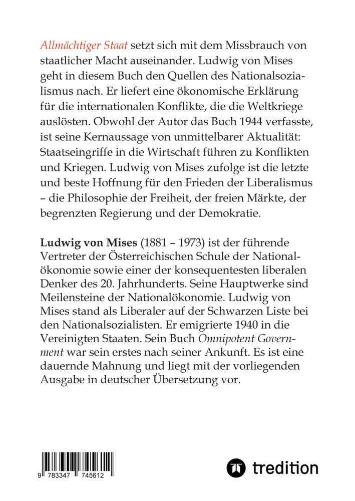 Bild: 9783347745612 | Allmächtiger Staat | Ludwig Von Mises | Buch | 452 S. | Deutsch | 2022