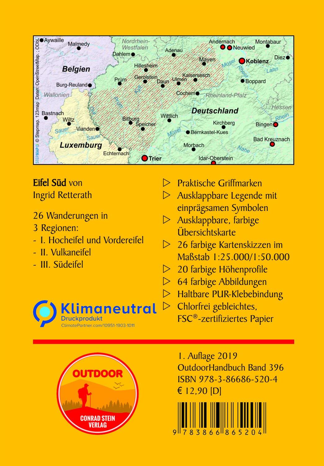 Rückseite: 9783866865204 | Eifel Süd | 26 Wanderungen zwischen Felsen und Wäldern | Retterath