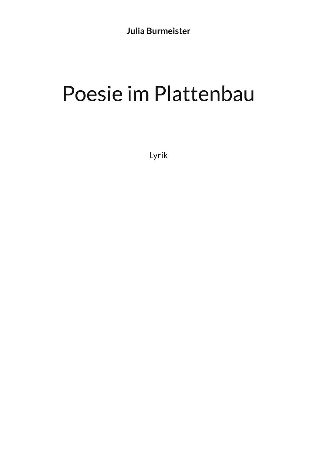 Cover: 9783757818142 | Poesie im Plattenbau | Lyrik | Julia Burmeister | Buch | 54 S. | 2023