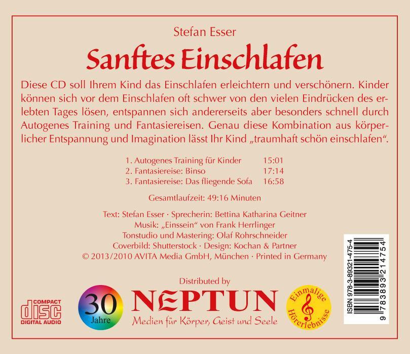 Rückseite: 9783893214754 | Sanftes Einschlafen | Stefan Esser | Audio-CD | 4 S. | Deutsch | 2010