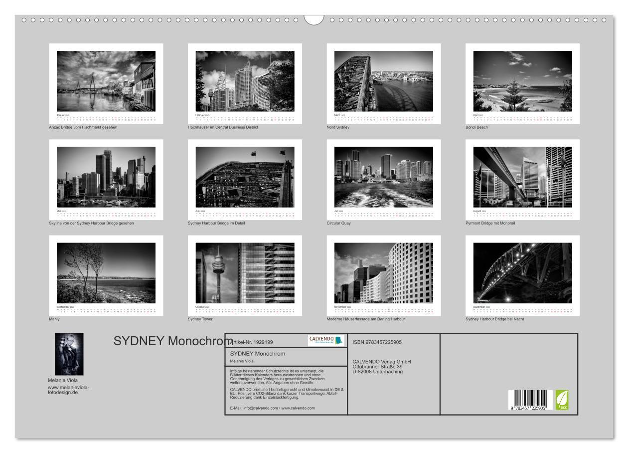 Bild: 9783457225905 | SYDNEY Monochrom (Wandkalender 2025 DIN A2 quer), CALVENDO...