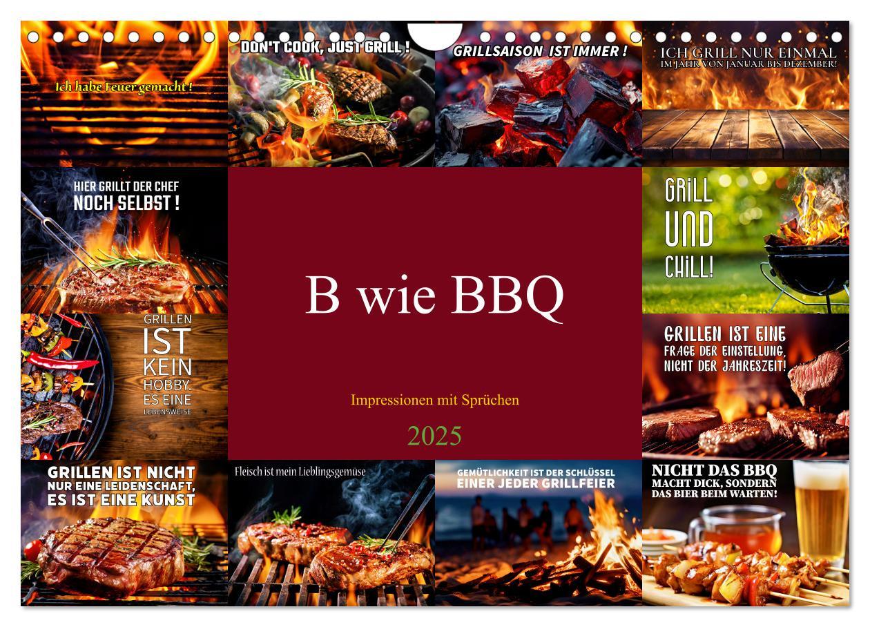 Cover: 9783383763984 | B wie BBQ Impressionen mit Sprüchen (Wandkalender 2025 DIN A4...