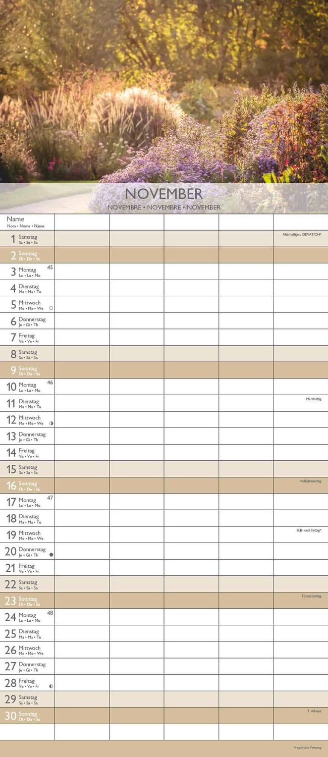 Bild: 4251732341398 | Gärten 2025 Familienplaner - Wandkalender - Familienkalender - 19,5x45