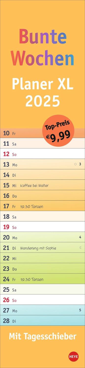 Cover: 9783756406067 | Bunte Wochen Langplaner XL 2025 | Kalender | Bürokalender Heye | 13 S.