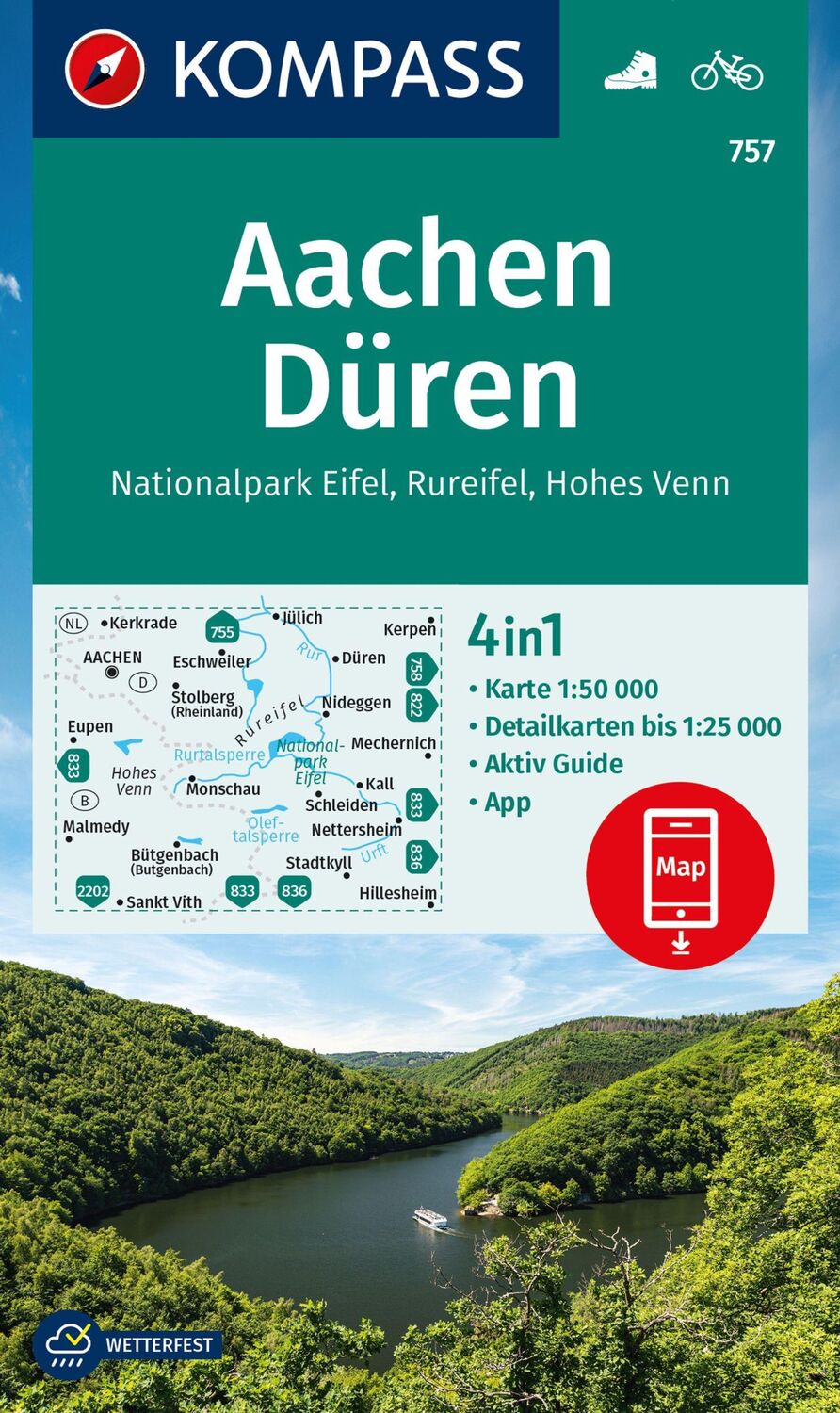 Cover: 9783991213963 | KOMPASS Wanderkarte 757 Aachen, Düren, Nationalpark Eifel,...