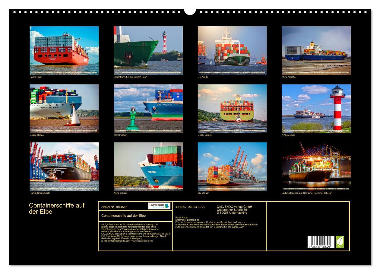 Bild: 9783435382729 | Containerschiffe auf der Elbe (Wandkalender 2025 DIN A2 quer),...