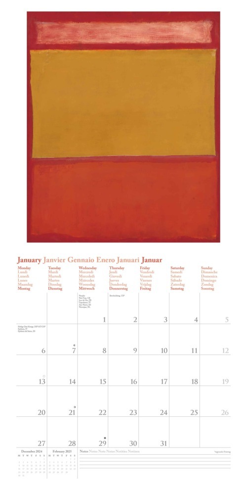 Bild: 4002725994110 | N NEUMANNVERLAGE - Mark Rothko 2025 Broschürenkalender, 30x30cm,...