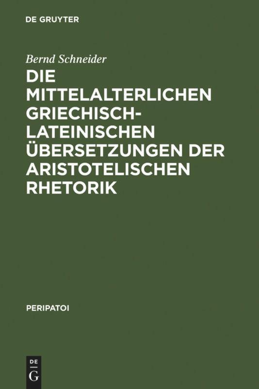 Cover: 9783110018806 | Die mittelalterlichen griechisch-lateinischen Übersetzungen der...