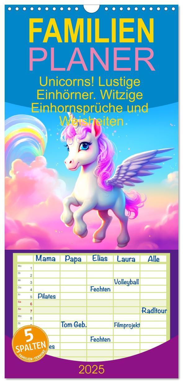 Cover: 9783457133880 | Familienplaner 2025 - Unicorns! Lustige Einhörner. Witzige...