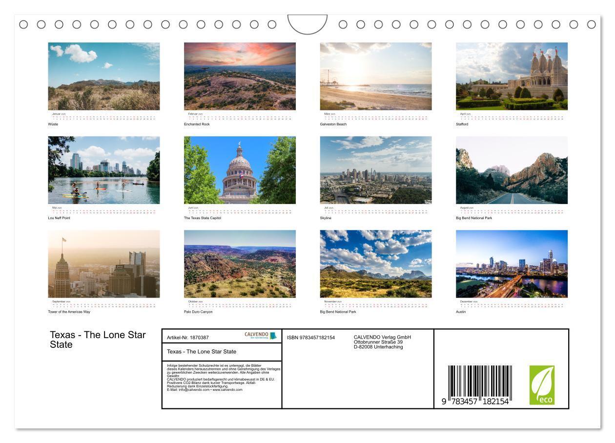 Bild: 9783457182154 | Texas - The Lone Star State (Wandkalender 2025 DIN A4 quer),...