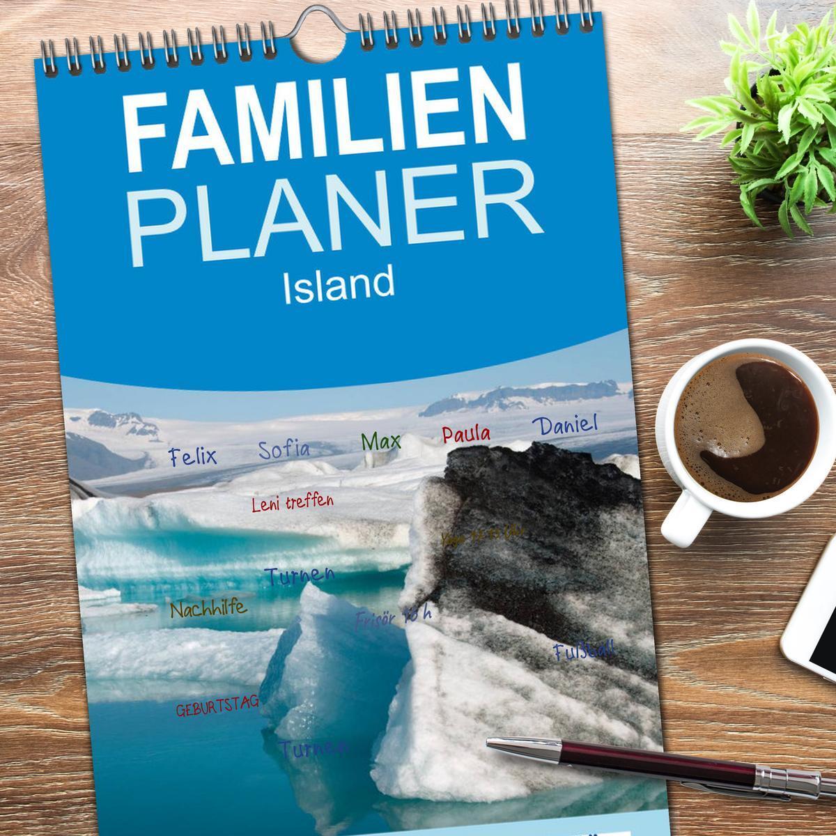 Bild: 9783457118511 | Familienplaner 2025 - Island mit 5 Spalten (Wandkalender, 21 x 45...