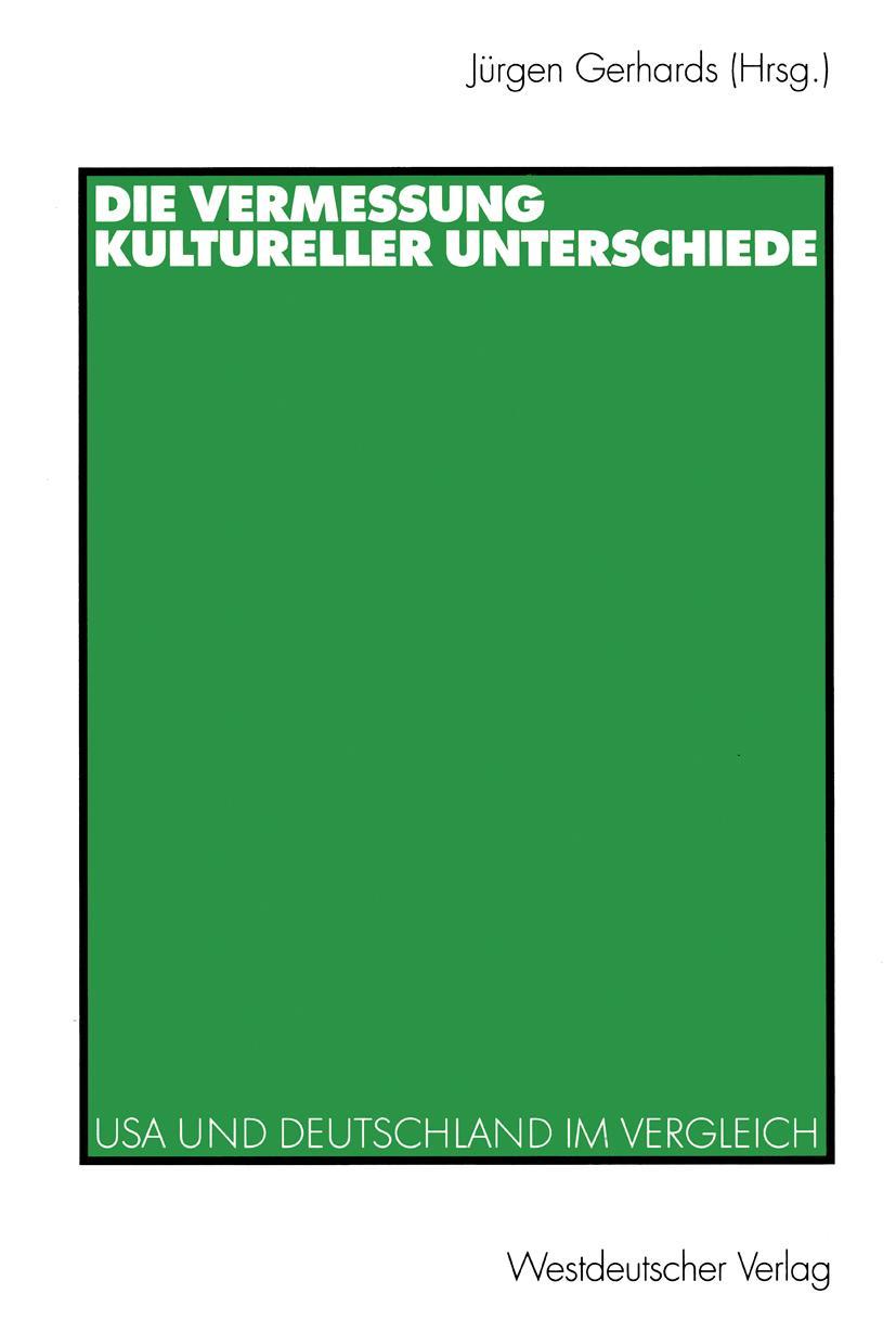 Cover: 9783531133898 | Die Vermessung kultureller Unterschiede | Jürgen Gerhards | Buch