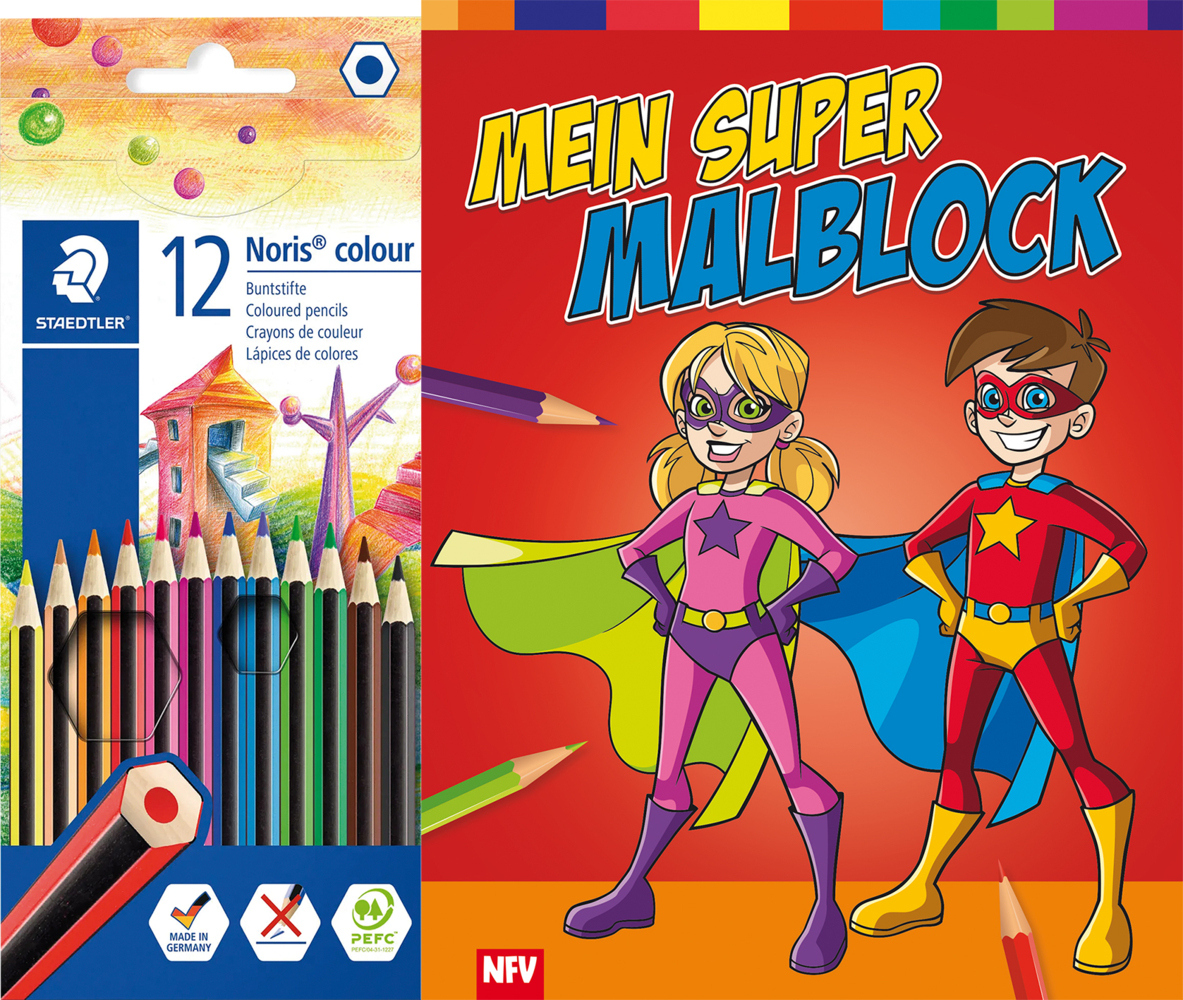 Cover: 9783849409982 | Mein Super-Malblock | mit 12 farbintensiven Buntstiften | Taschenbuch