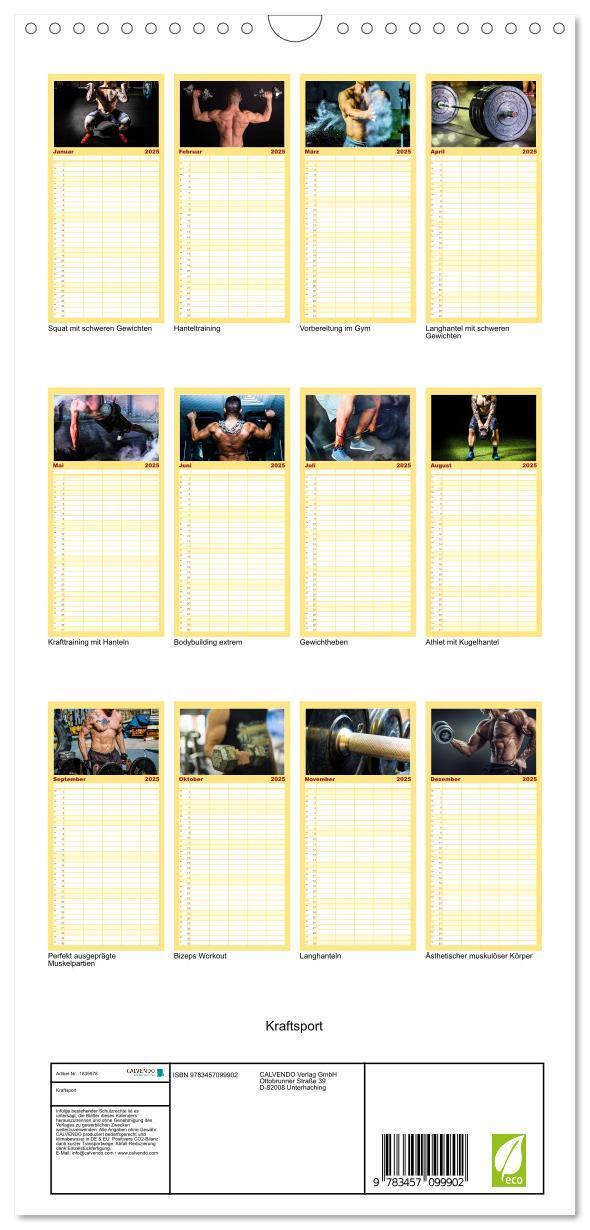 Bild: 9783457099902 | Familienplaner 2025 - Kraftsport mit 5 Spalten (Wandkalender, 21 x...