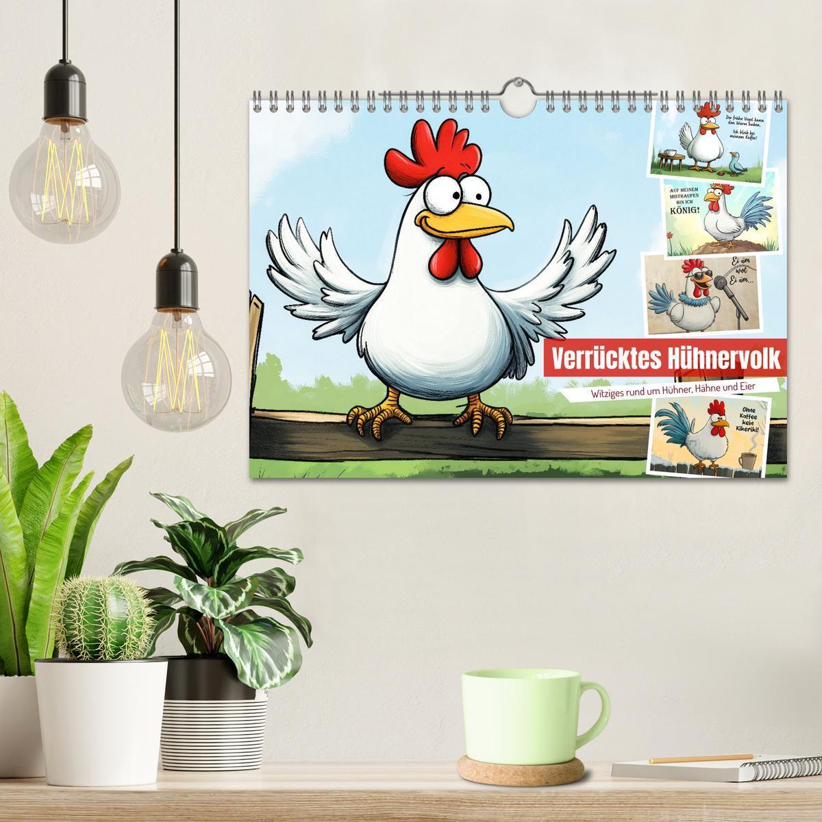 Bild: 9783457190241 | Verrücktes Hühnervolk (Wandkalender 2025 DIN A4 quer), CALVENDO...