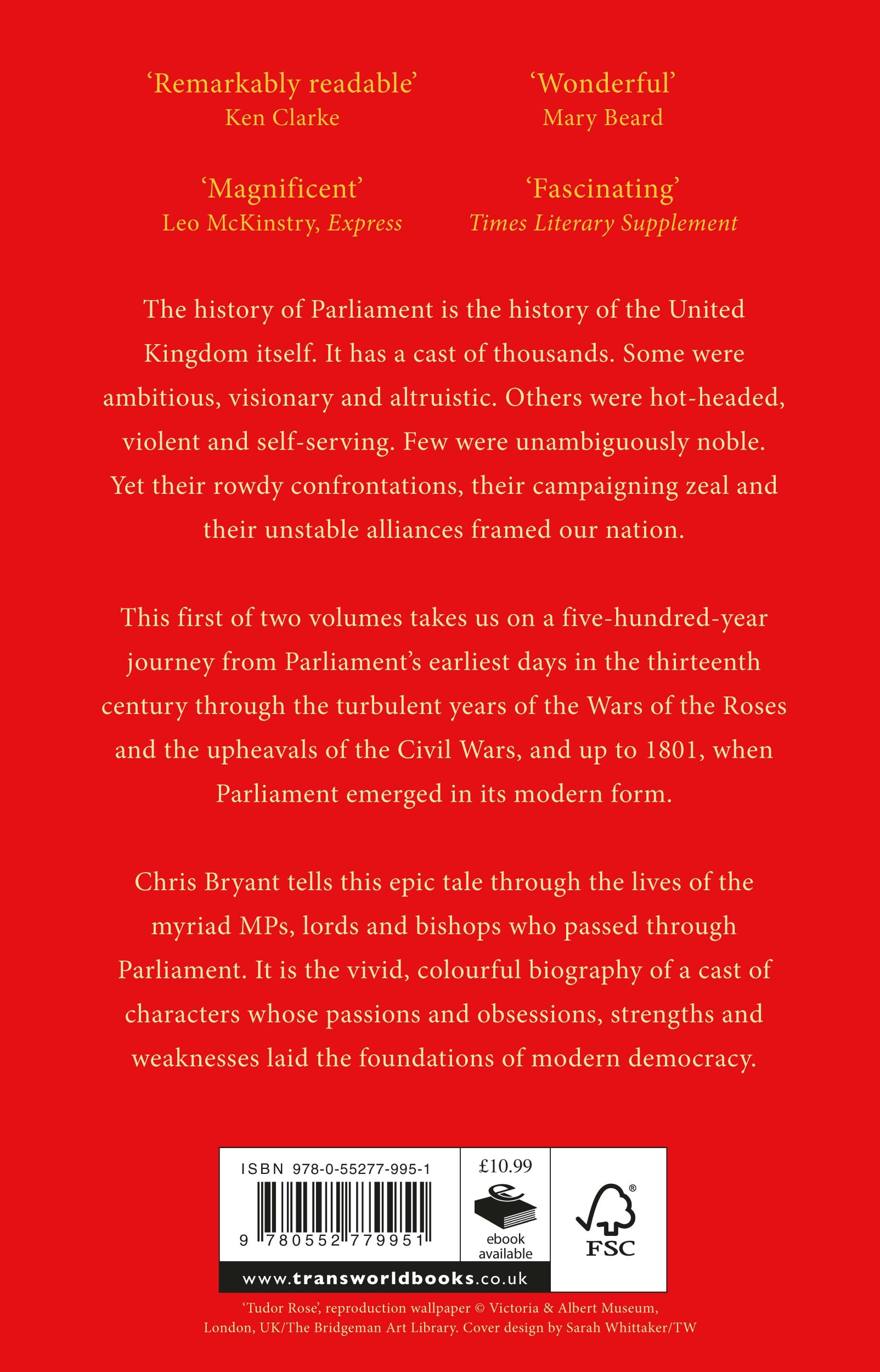 Rückseite: 9780552779951 | Parliament: The Biography (Volume I - Ancestral Voices) | Chris Bryant