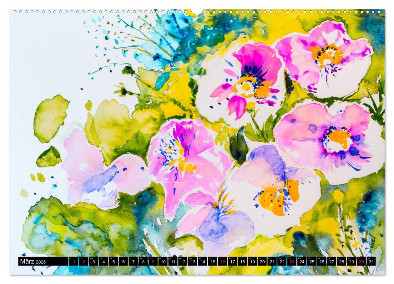 Bild: 9783435497980 | Blumenjahr - Bunte Blüten in Aquarell (Wandkalender 2025 DIN A2...