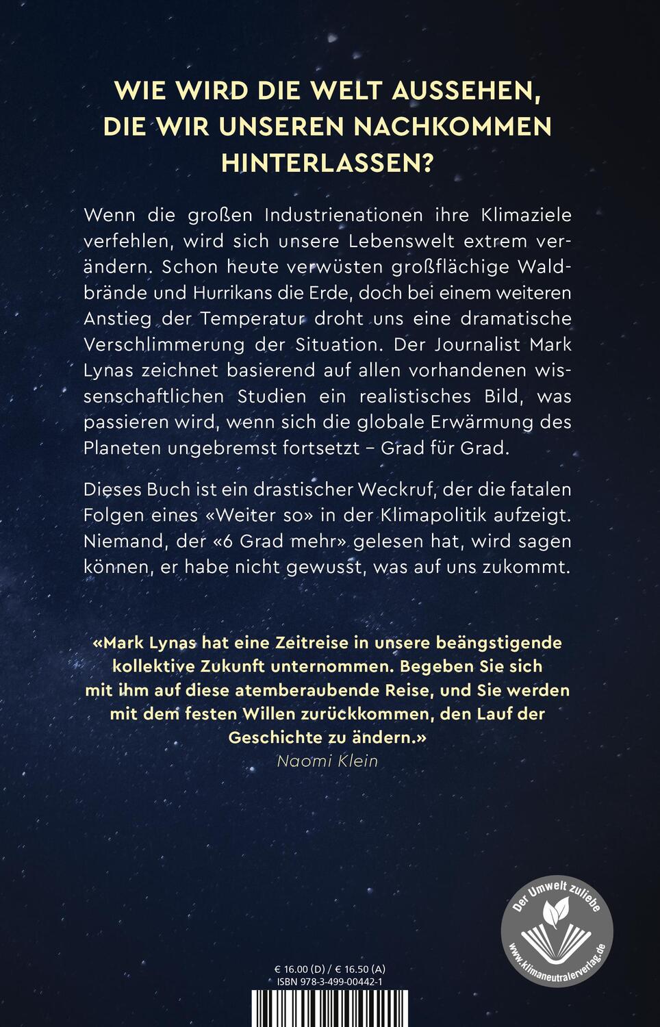 Rückseite: 9783499004421 | 6 Grad mehr | Die verheerenden Folgen der Erderwärmung | Mark Lynas