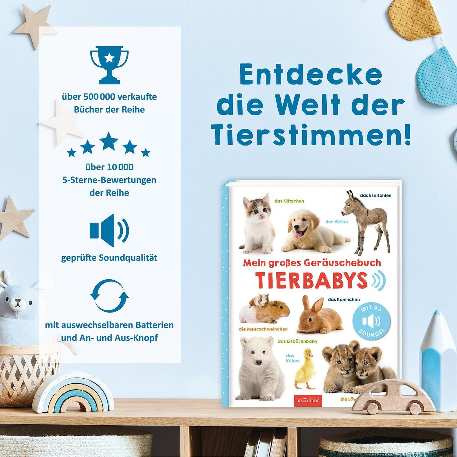 Bild: 9783845860985 | Mein großes Geräuschebuch - Tierbabys | Mit 43 Sounds | Buch | 16 S.