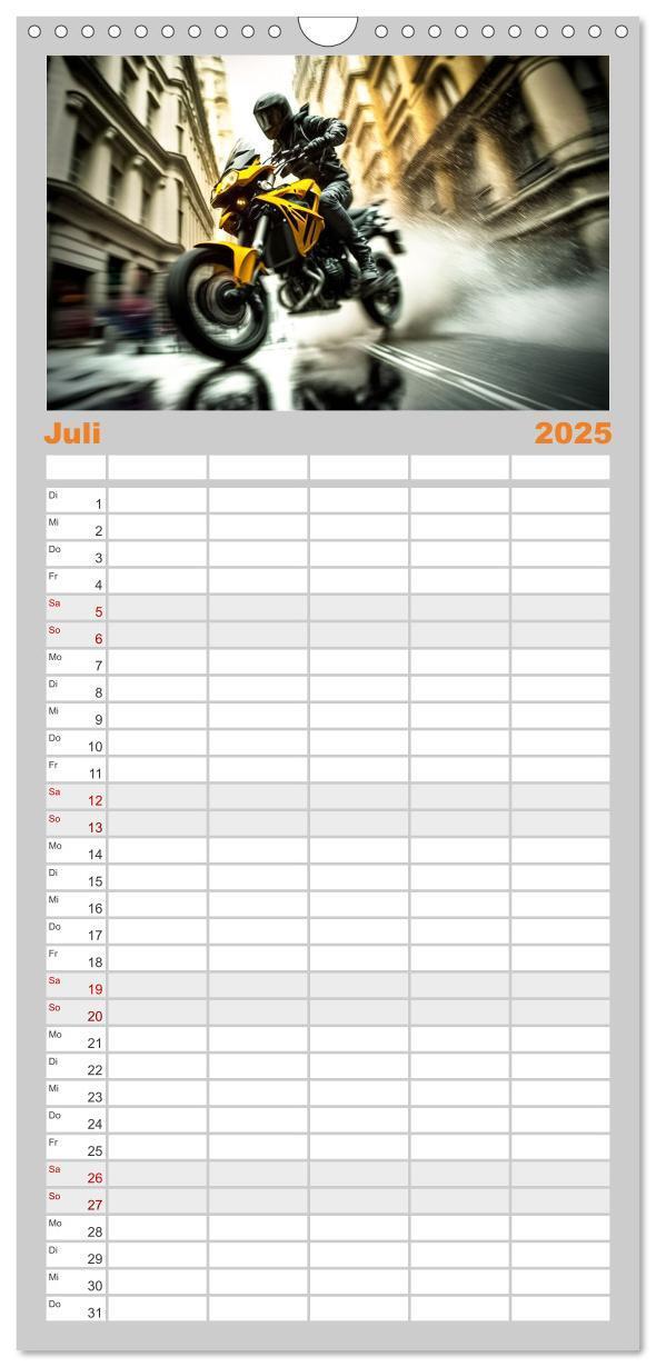 Bild: 9783457093481 | Familienplaner 2025 - Motorrad Speed mit 5 Spalten (Wandkalender,...