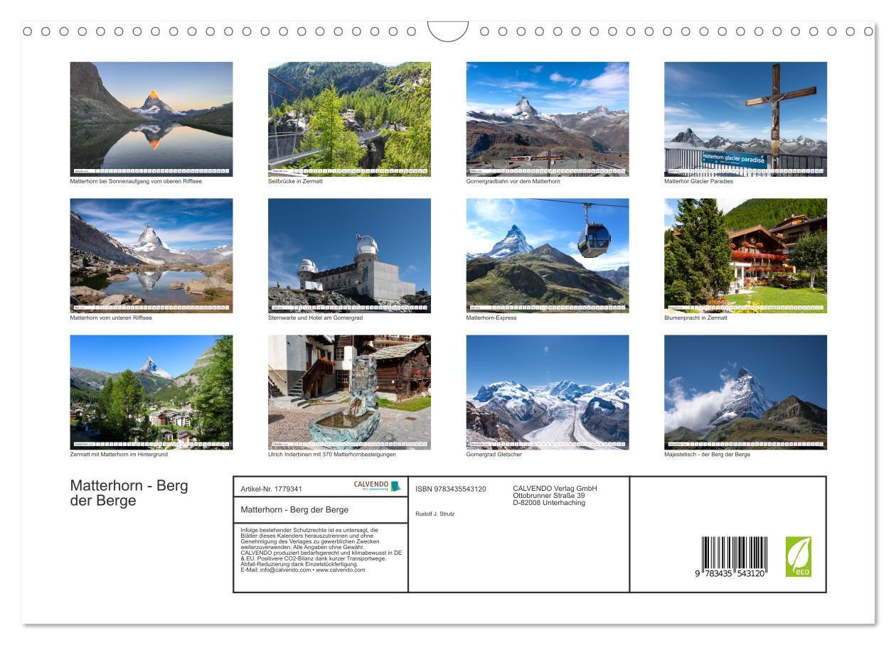 Bild: 9783435543120 | Matterhorn - Berg der Berge (Wandkalender 2025 DIN A3 quer),...