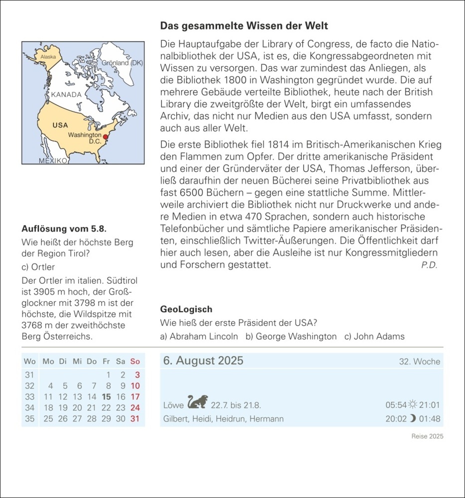 Bild: 9783840033315 | Reise Tagesabreißkalender 2025 - Kulturkalender - Städte, Menschen,...