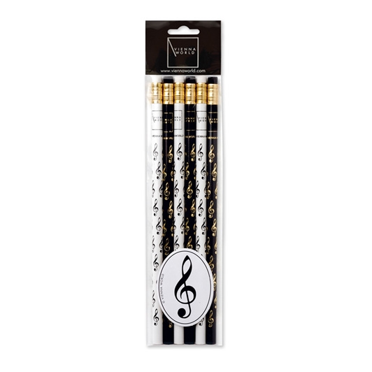 Cover: 9120016973127 | Pencil set G-clef b/w (6 pcs) | Schreibwaren | Vienna World