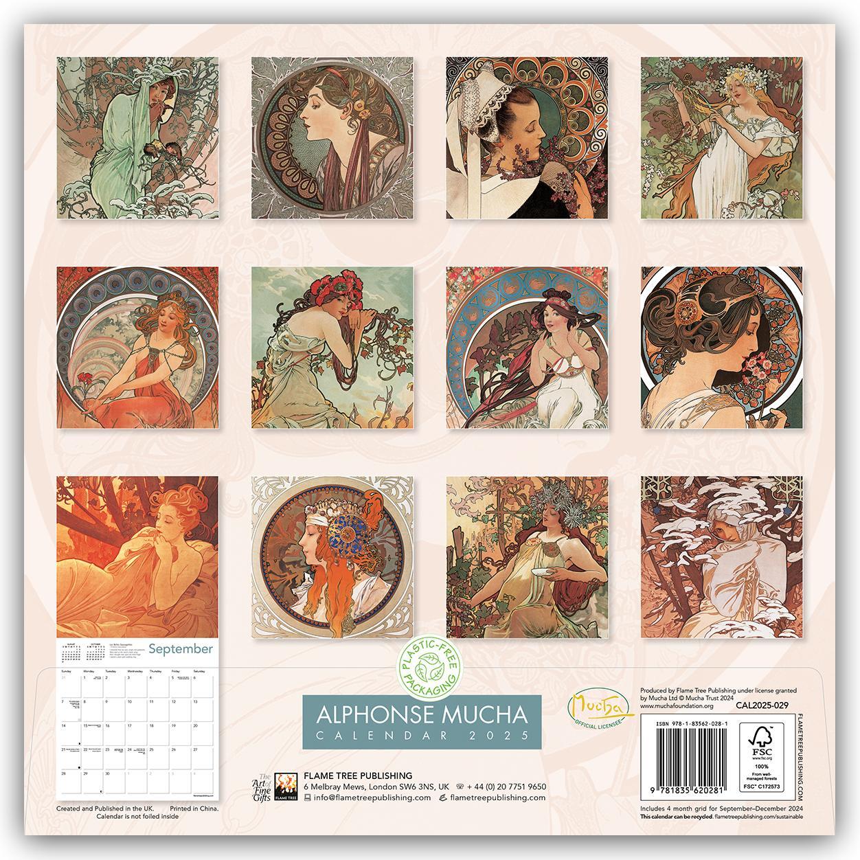 Rückseite: 9781835620281 | Alphonse Mucha - Alfons Mucha 2025 | Tree Flame | Kalender | 14 S.