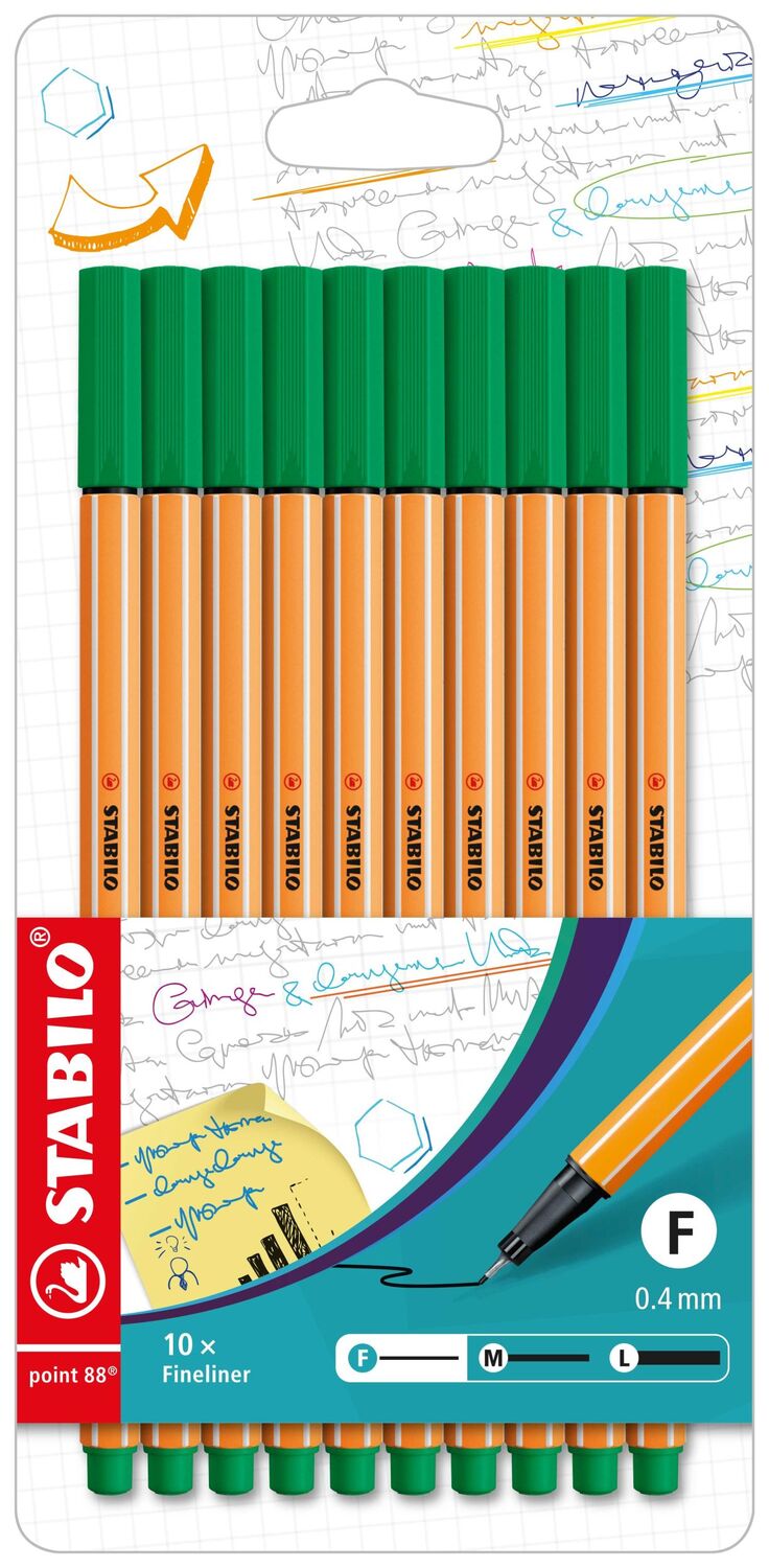 Cover: 4006381491297 | STABILO Fineliner Fineliner point 88, 10er Set - grün | D/8810-36