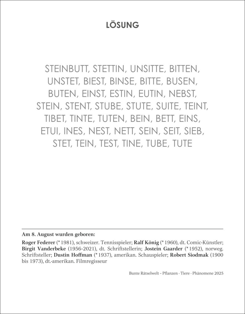 Bild: 9783840034886 | Bunte Rätselwelt Tagesabreißkalender 2025 - Pflanzen, Tiere, Phänomene