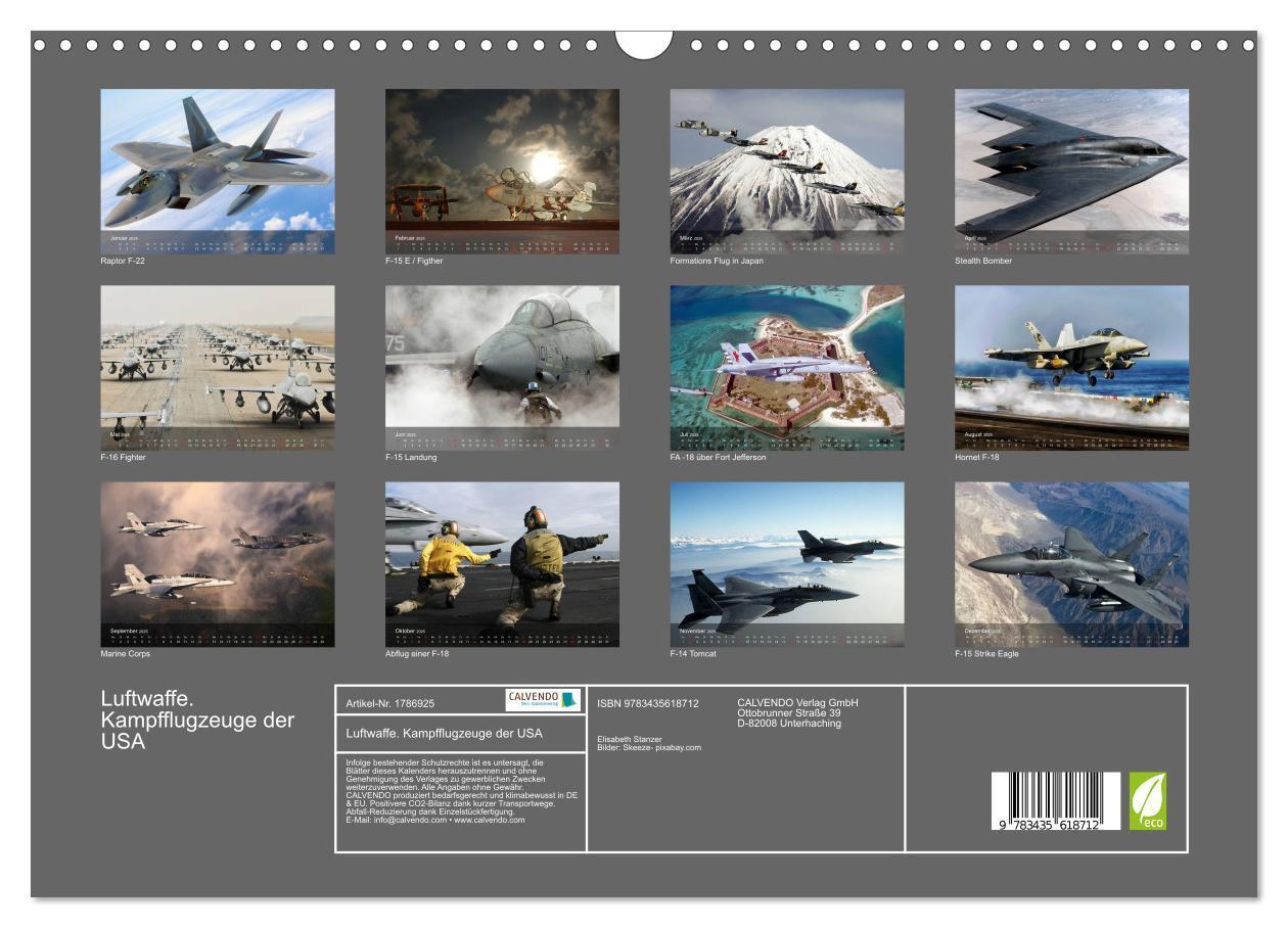 Bild: 9783435618712 | Luftwaffe. Kampfflugzeuge der USA (Wandkalender 2025 DIN A3 quer),...