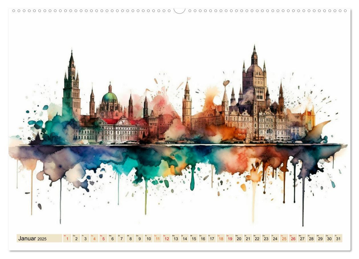 Bild: 9783383898013 | Skylines - bunte Städte (Wandkalender 2025 DIN A2 quer), CALVENDO...