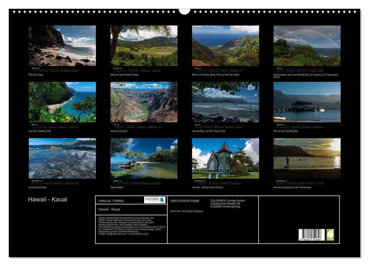 Bild: 9783435742646 | Hawaii - Kauai (Wandkalender 2025 DIN A2 quer), CALVENDO...