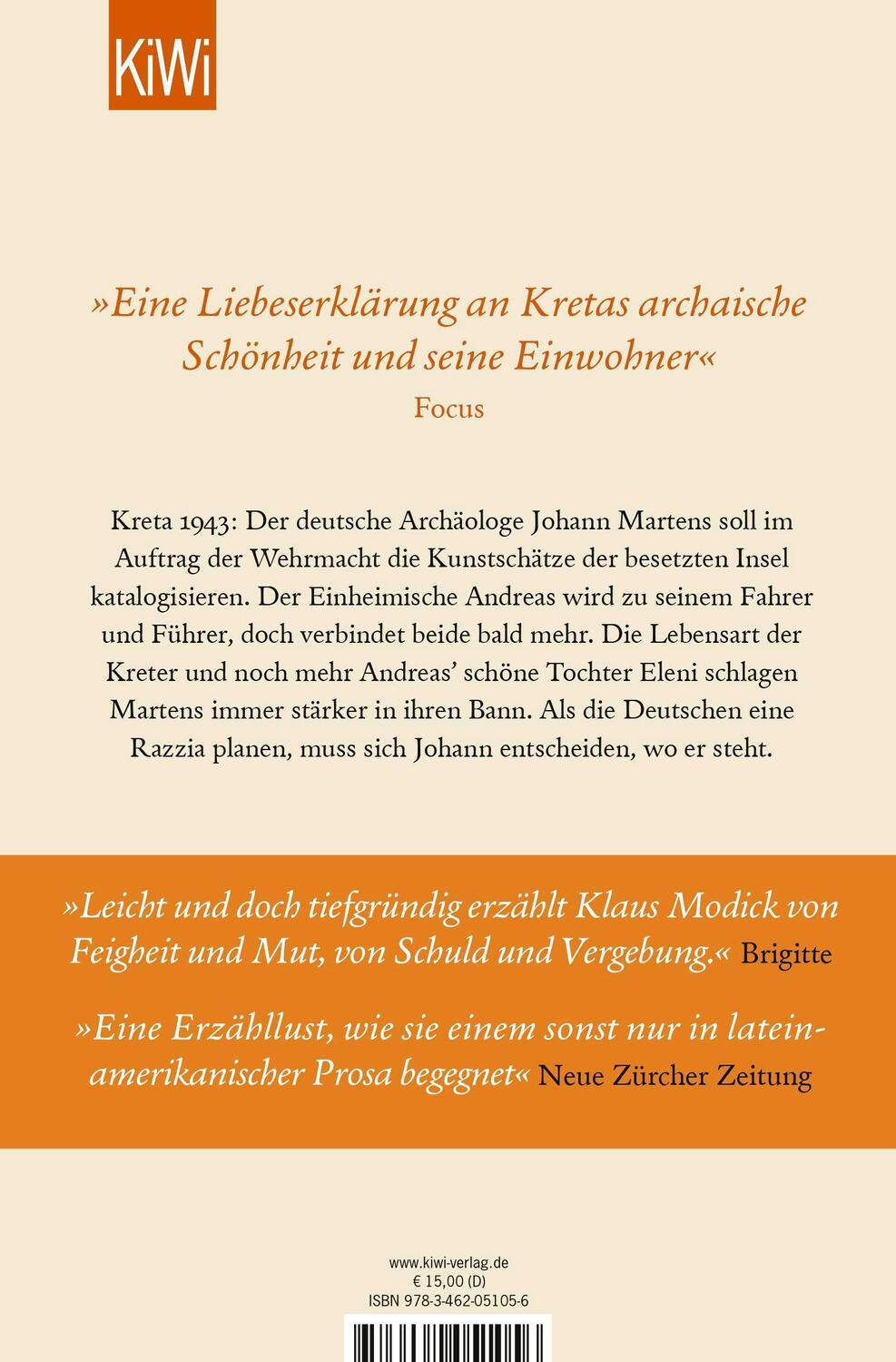 Rückseite: 9783462051056 | Der kretische Gast | Klaus Modick | Taschenbuch | 592 S. | Deutsch