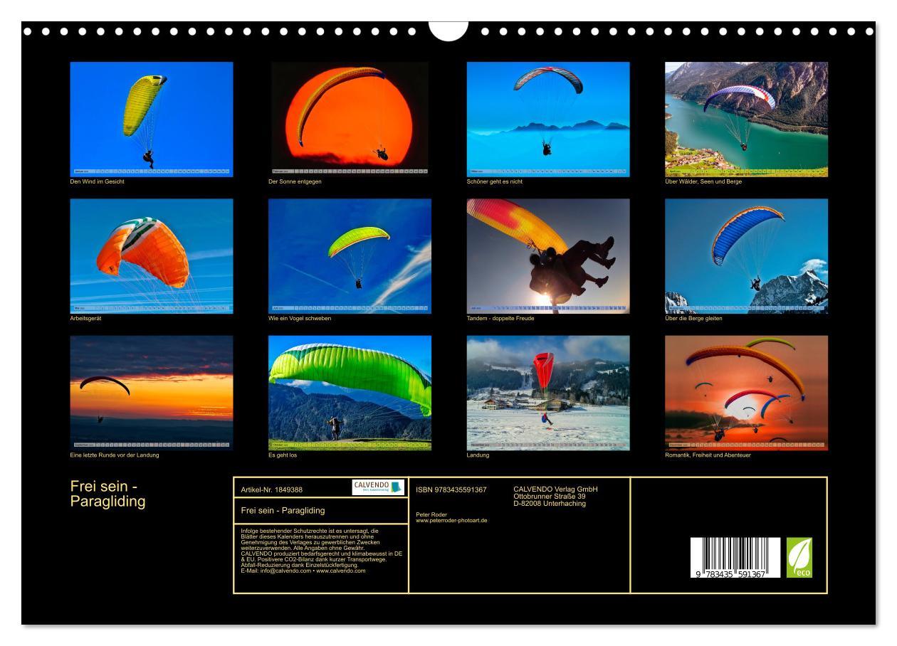 Bild: 9783435591367 | Frei sein - Paragliding (Wandkalender 2025 DIN A3 quer), CALVENDO...