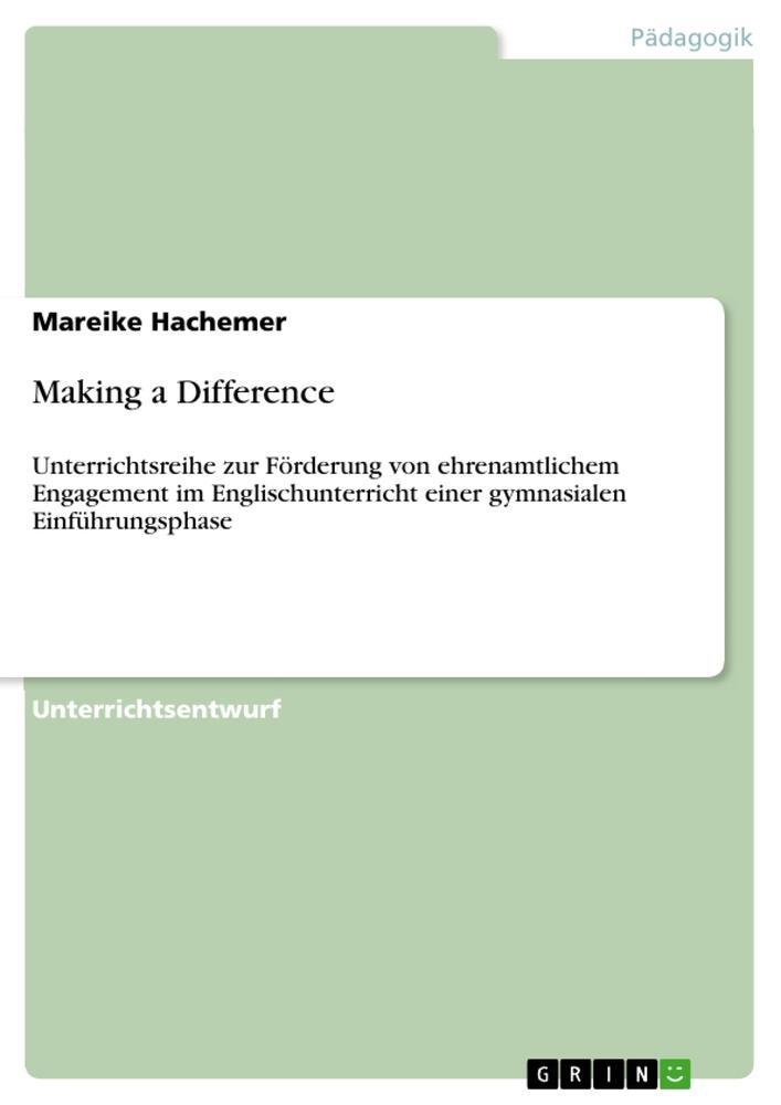 Cover: 9783656607441 | Making a Difference | Mareike Hachemer | Taschenbuch | Paperback