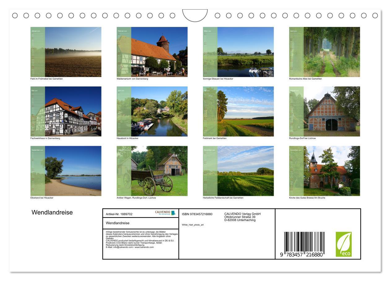 Bild: 9783457216880 | Wendlandreise (Wandkalender 2025 DIN A4 quer), CALVENDO Monatskalender