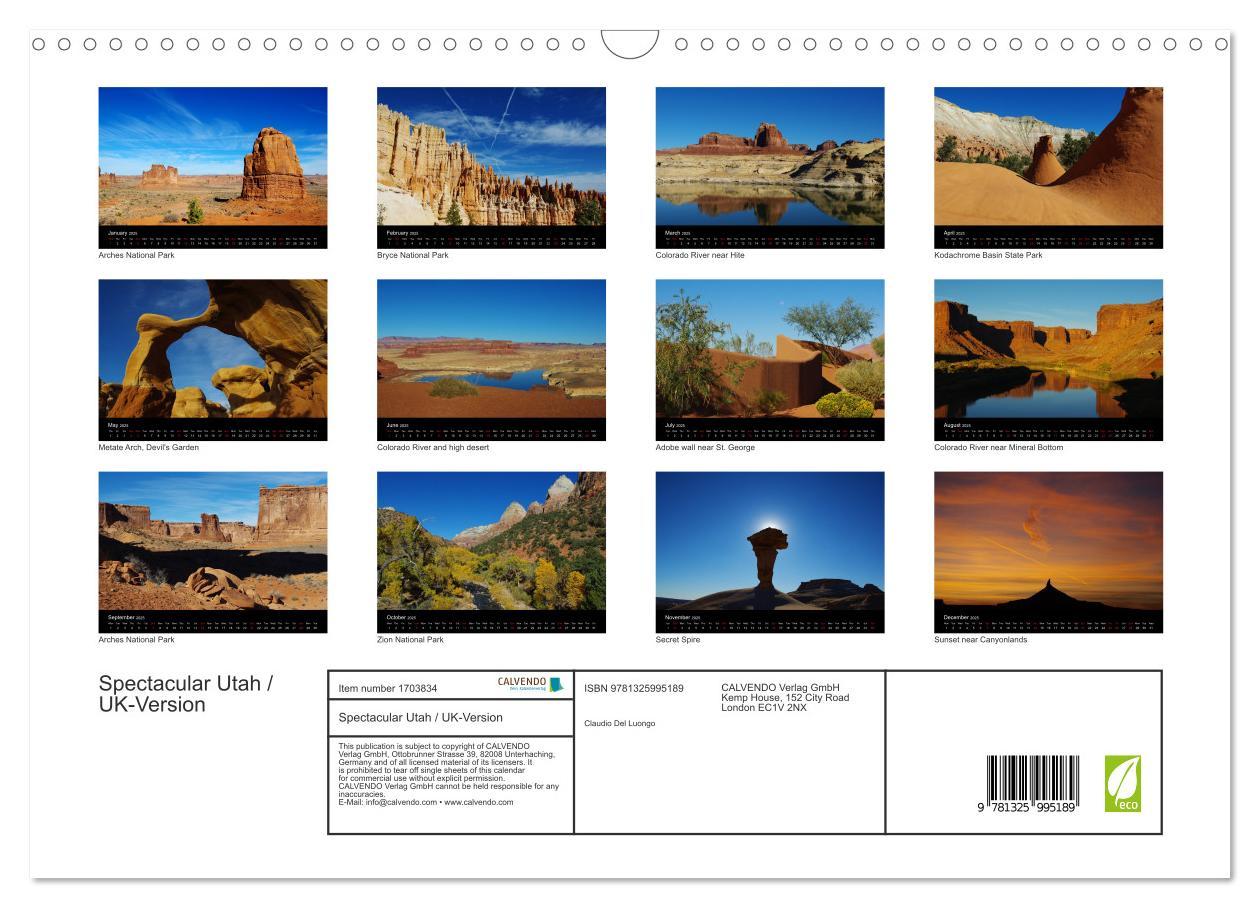 Bild: 9781325995189 | Spectacular Utah / UK-Version (Wall Calendar 2025 DIN A3...